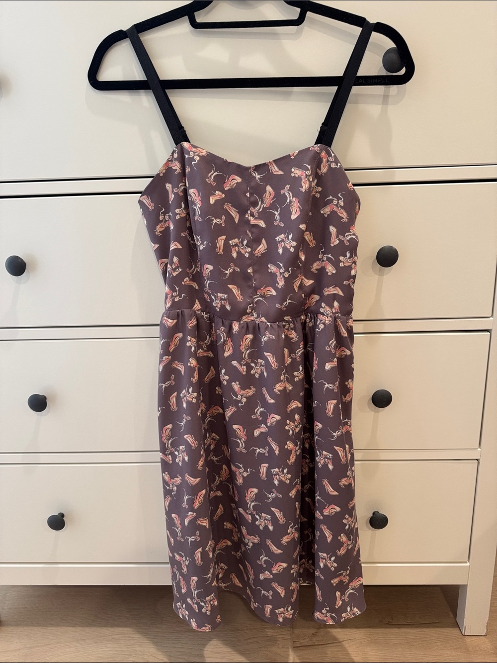 LC Lauren Conrad Sleeveless Purple Ballet Heel Shoe Print Mini Dress Size 4